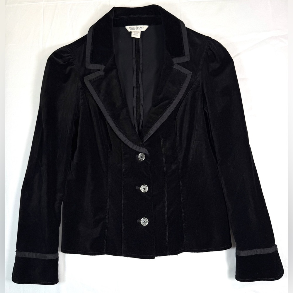 WHITE HOUSE BLACK MARKET Women Velvet Blazer Jacket Size 4 Tailored Classic Chic